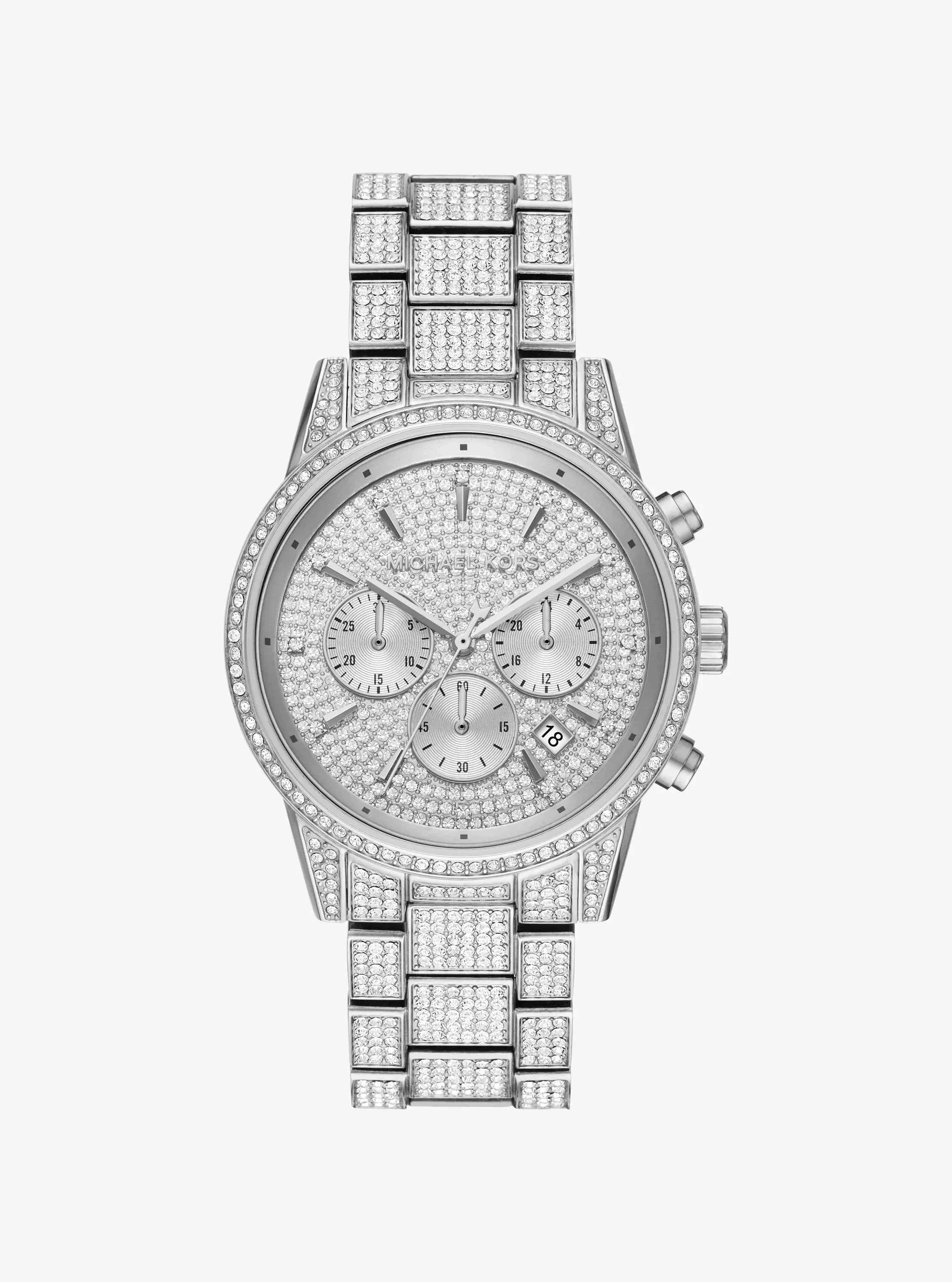 Michael Kors Ritz MK6746 Women's Crystal Pave Chronograph Stainless Steel Watch