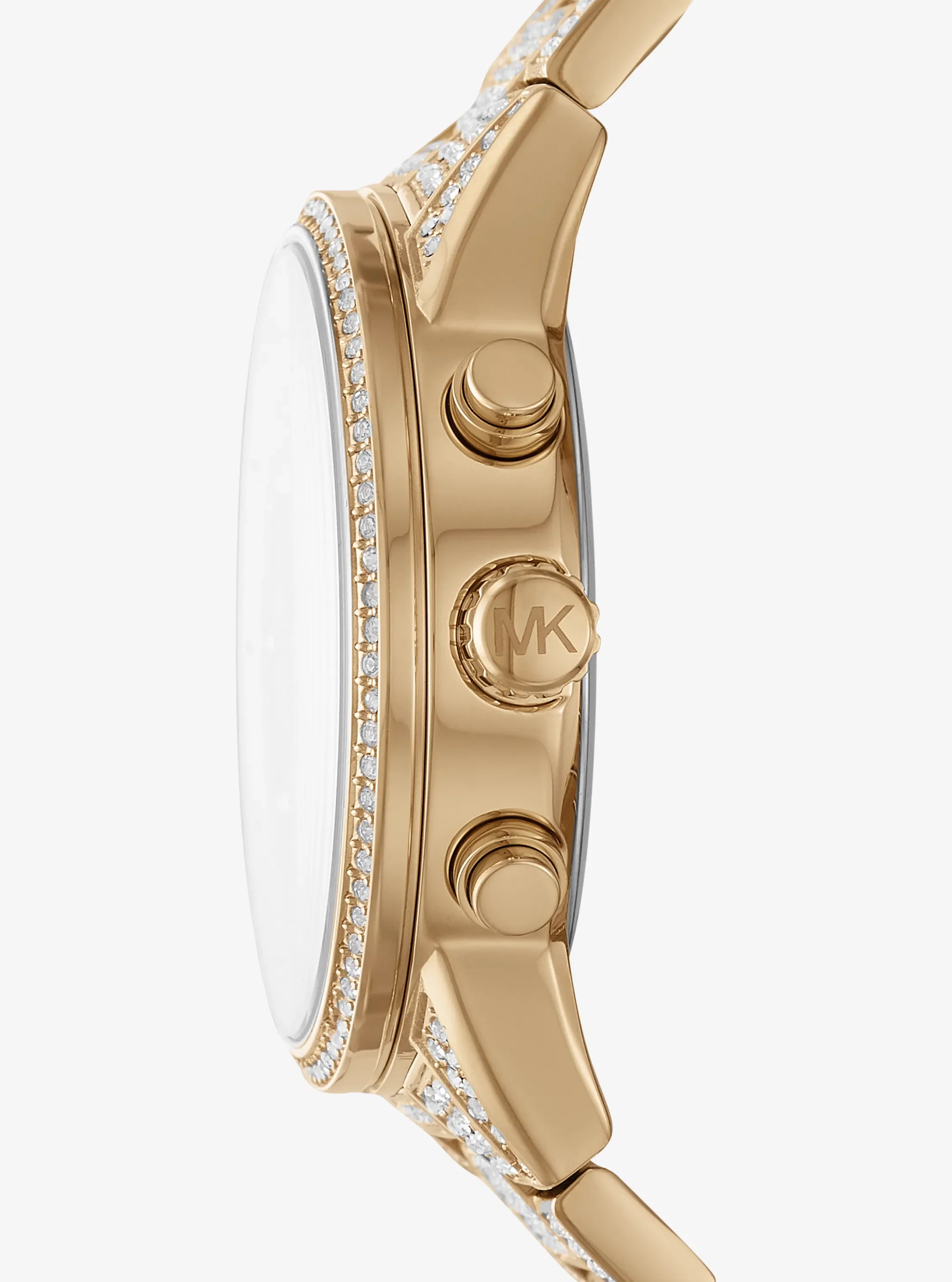 Side profile of Michael Kors Ritz MK6747 gold-tone crystal watch