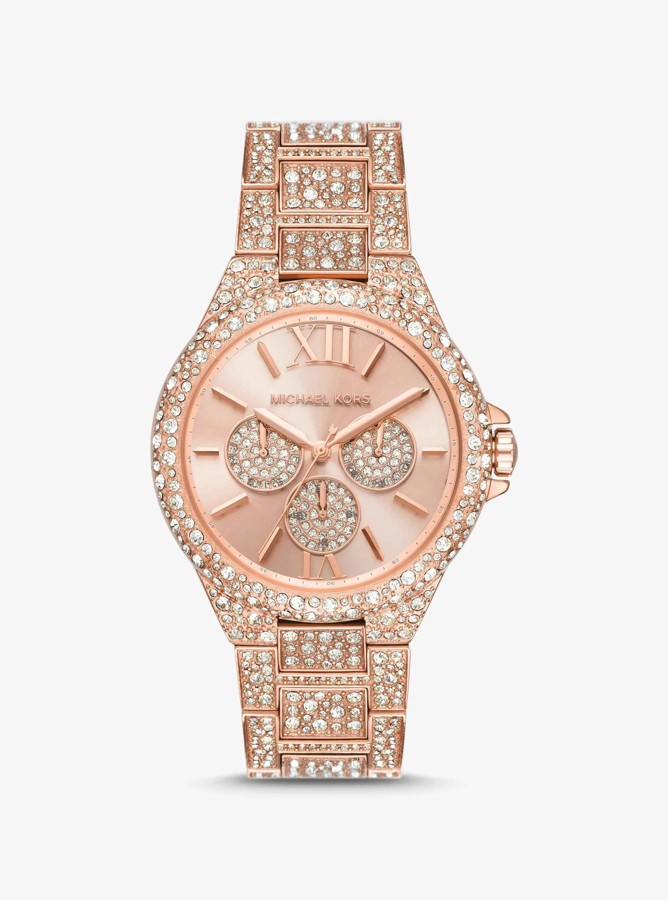 Michael Kors Camille MK6961 Women's Rose Gold Dial Crystal Pave Stainless Steel Watch