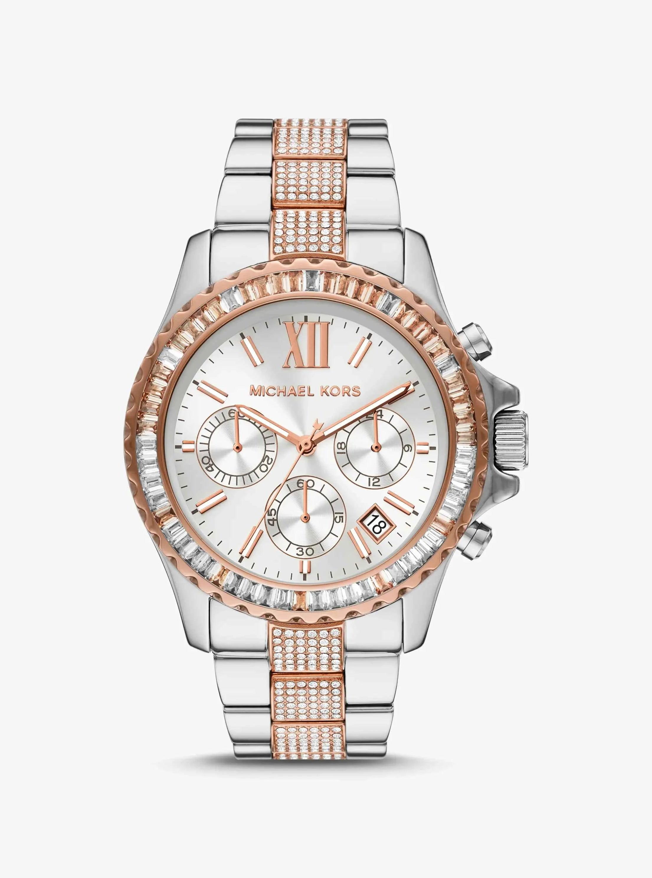 Michael Kors Everest MK6975 Women's White Dial Two-Tone Stainless Steel Chronograph Watch
