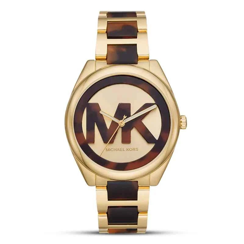 Michael Kors Janelle MK7136 Women's Gold Dial Gold & Brown Tortoise Acetate Watch