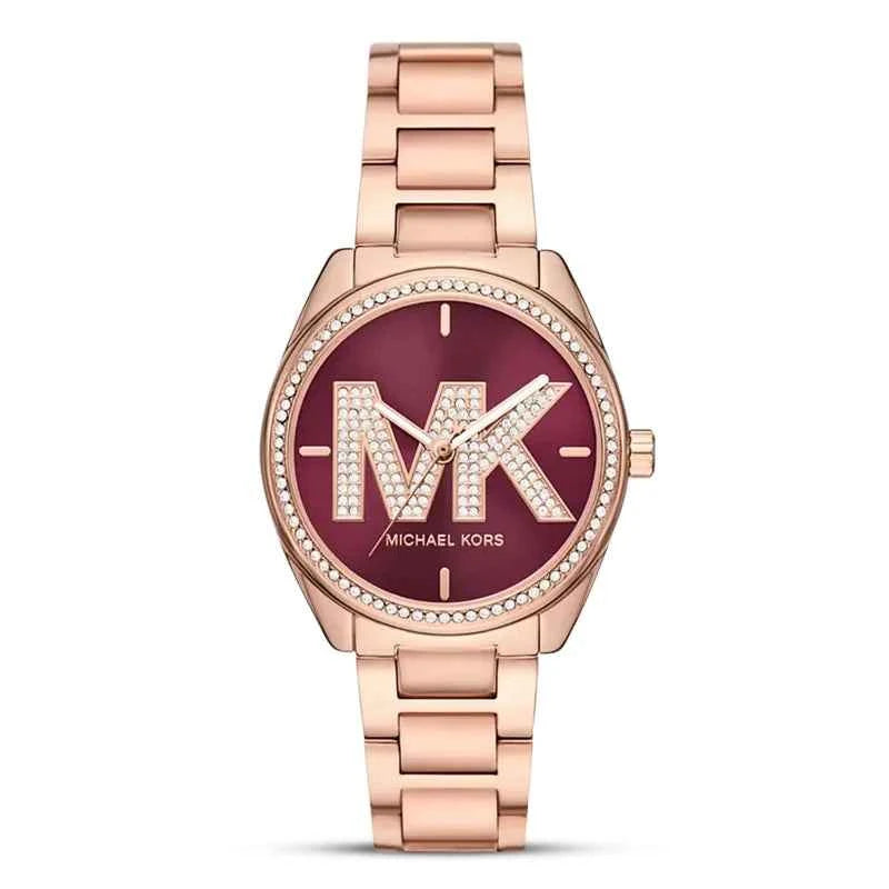 Michael Kors Janelle MK7382 Women's Rose Gold Burgundy Dial Stainless Steel Watch
