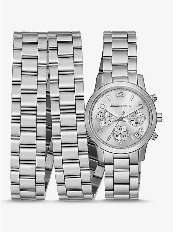 Michael Kors Runway Triple Wrap MK7451 Women's Silver Dial Stainless Steel Chronograph Watch
