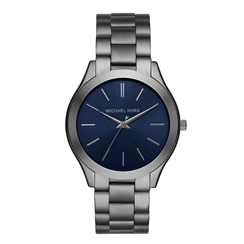 Michael Kors Slim Runway MK8584 Men's Blue Dial Gunmetal Stainless Steel Watch