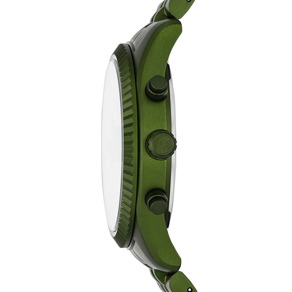 Side profile of Michael Kors Lexington MK8790 green aluminum men's watch