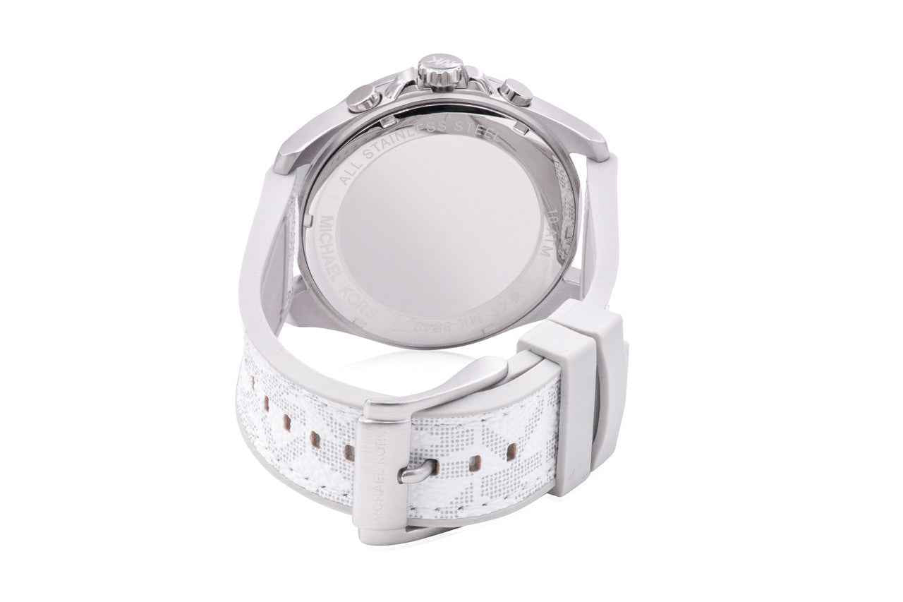 Michael Kors Brecken MK8949 Men's Silver Dial Gray Logo Strap Chronograph Watch