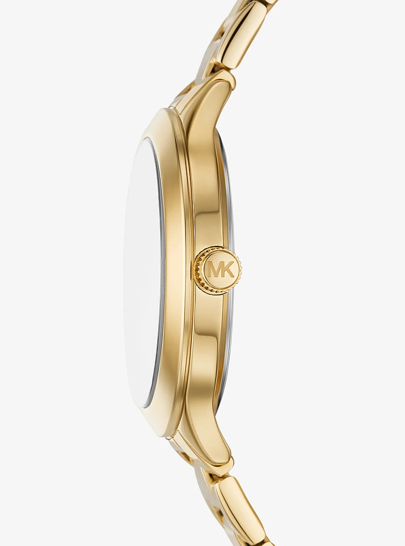 Michael Kors MKO1056 gold dial with MK logo pattern