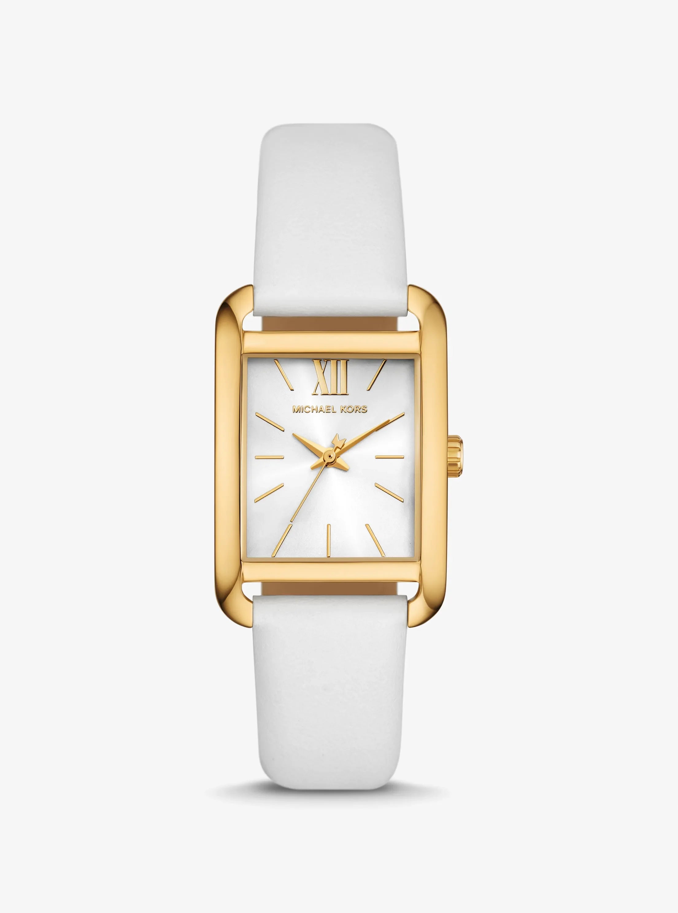 Michael Kors Petite Monroe MKO1059 women's white dial white leather watch front view