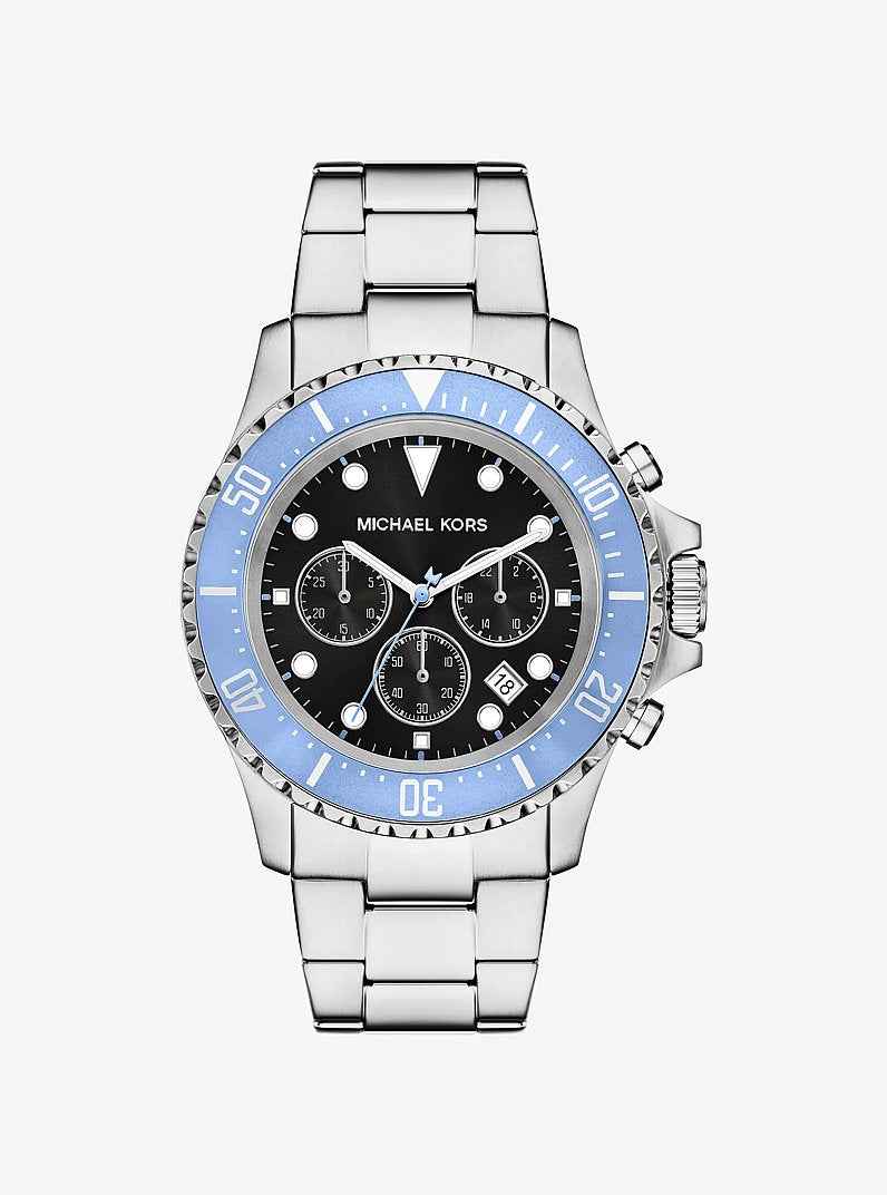 Michael Kors MKO1182 Men's Silver Stainless Steel Chronograph Watch 45mm