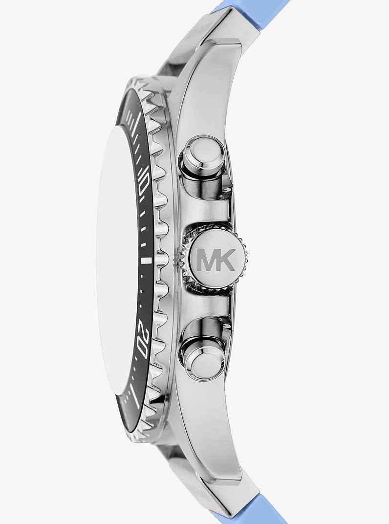 Michael Kors MKO1184 Men's Silver Stainless Steel Silicone Chronograph Watch 45mm