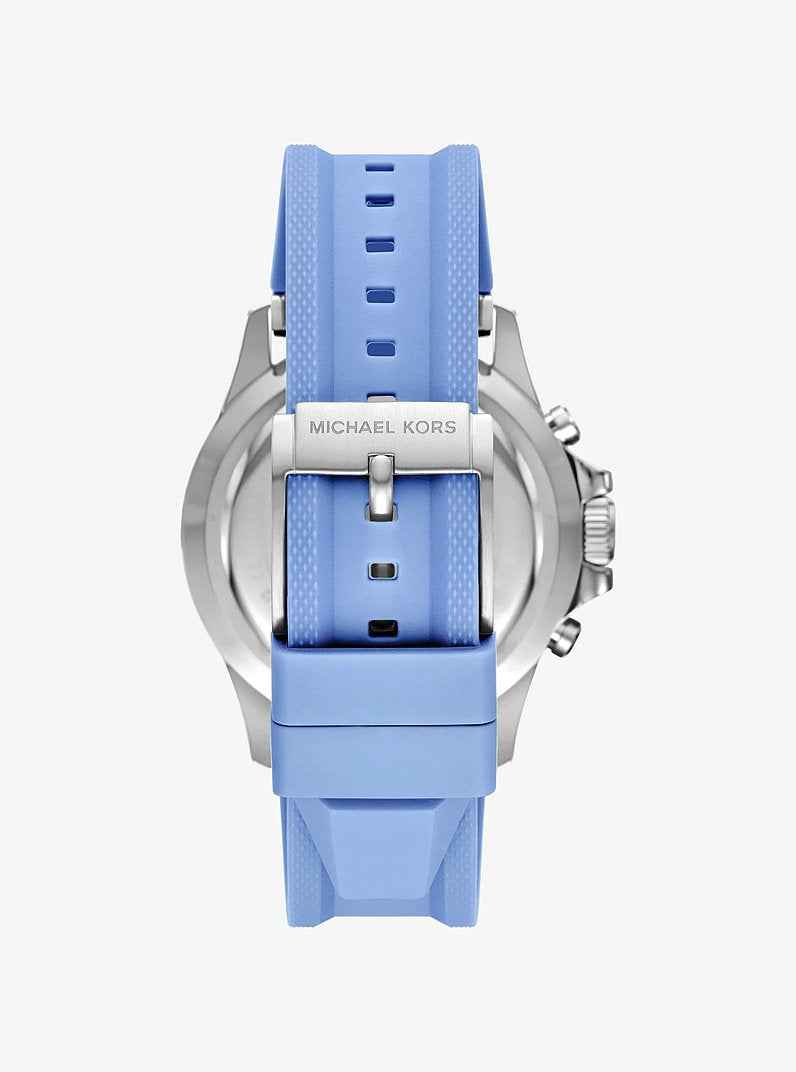 Michael Kors MKO1184 Men's Silver Stainless Steel Silicone Chronograph Watch 45mm