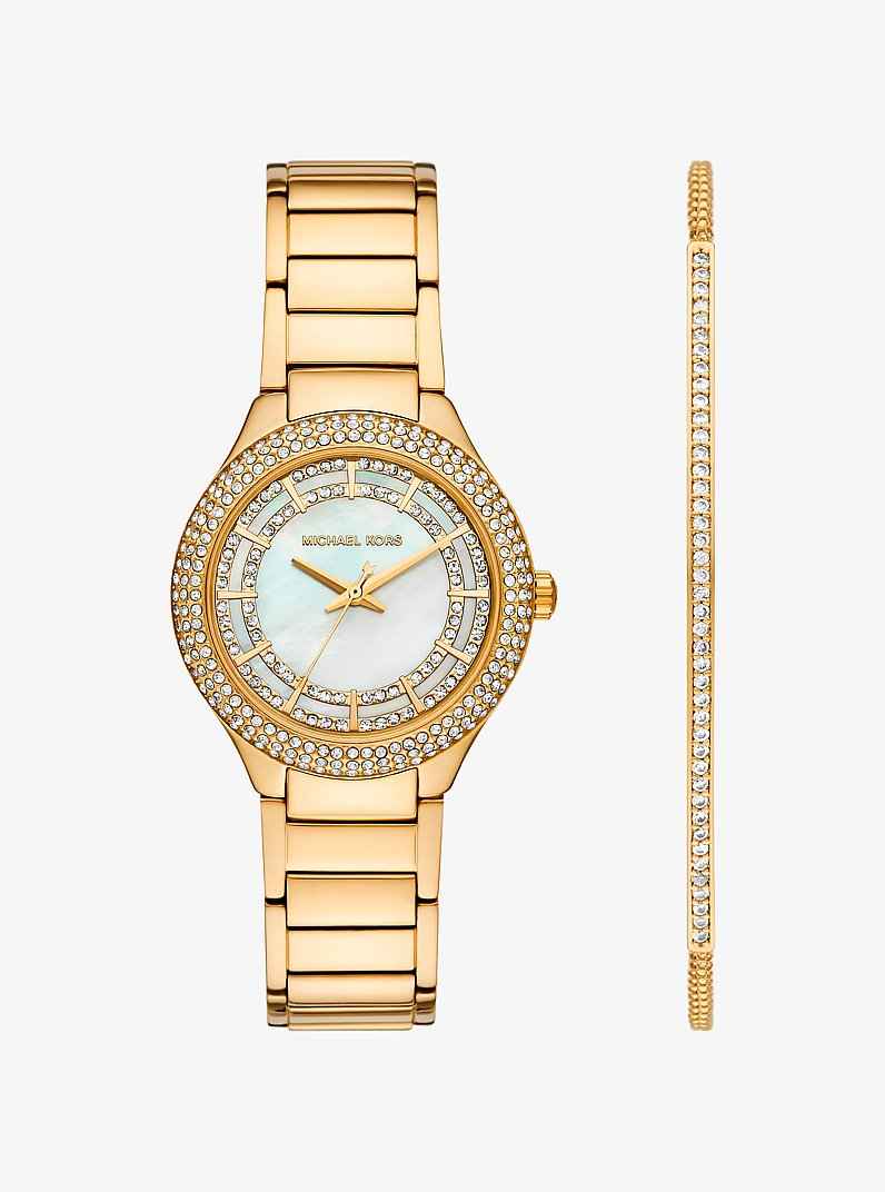 Michael Kors MKO9017 Women's Mini Sylvia Gold Stainless Steel Watch 33mm