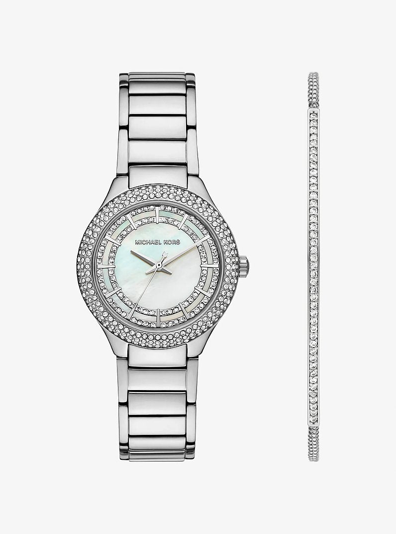 Michael Kors MKO9019SET Mini Sylvia watch and tennis bracelet set