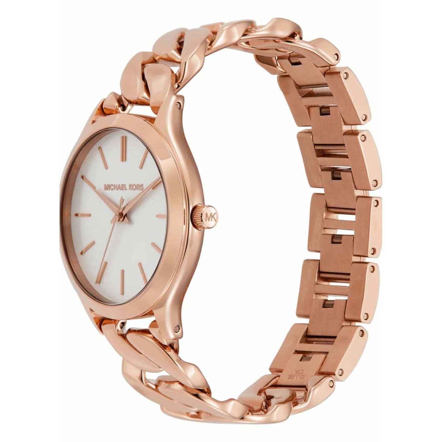 Michael Kors Slim Runway MK7473 Women's White Dial Rose Gold Stainless Steel Watch