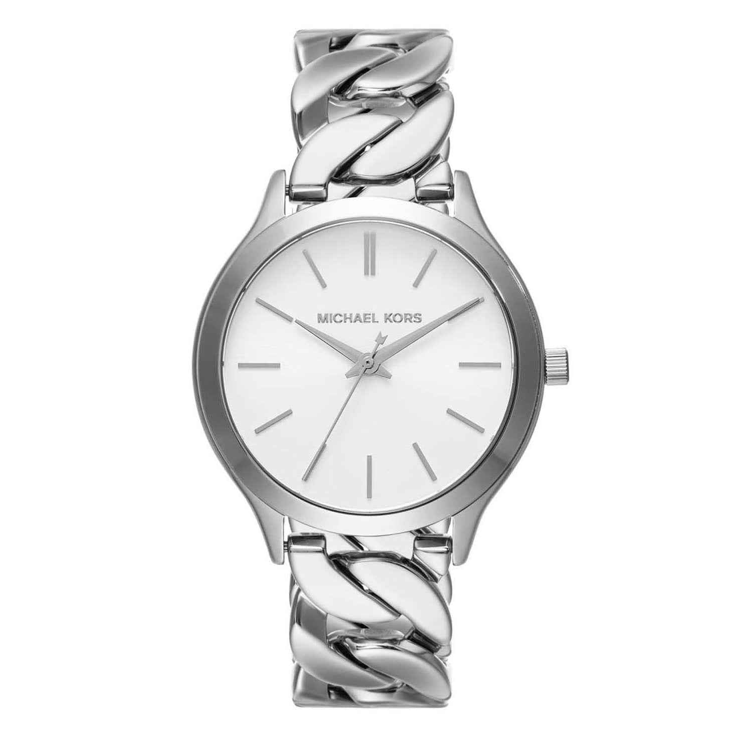 Michael Kors Slim Runway MK7474 Women's White Dial Silver Stainless Steel Watch