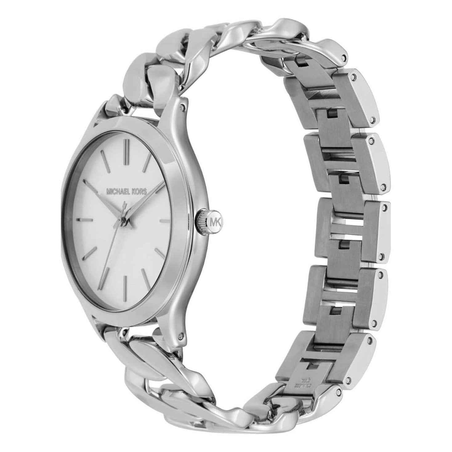Michael Kors Slim Runway MK7474 Women's White Dial Silver Stainless Steel Watch