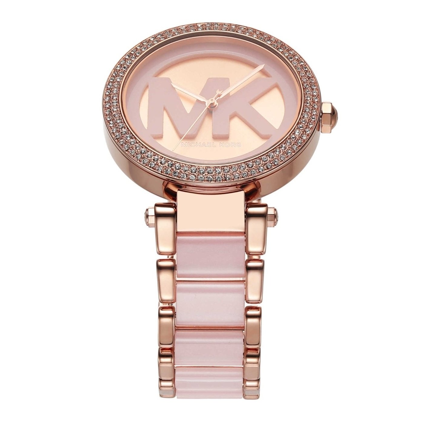 Michael Kors pink and rose gold acetate bracelet watch