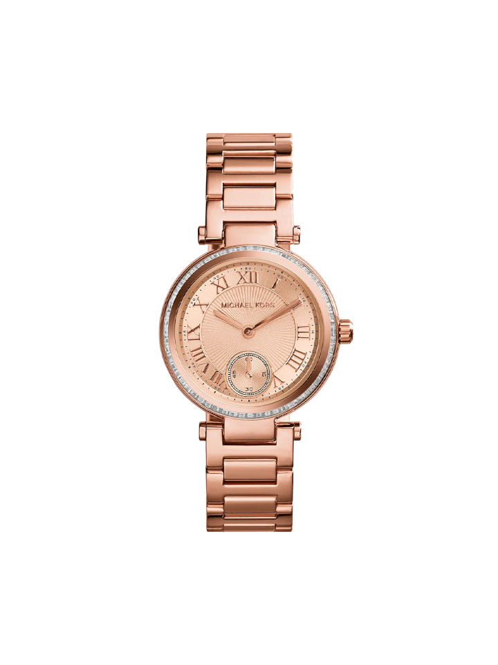 Michael Kors Mini Skylar MK5971 women's rose gold stainless steel watch front view