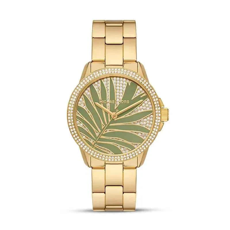 Michael Kors MKO1036 Women's Gold Pave Stainless Steel Watch 46mm