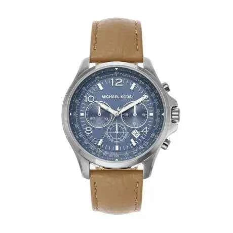 Michael Kors Pilot MK9128 Men's Blue Dial Brown Leather Chronograph Watch