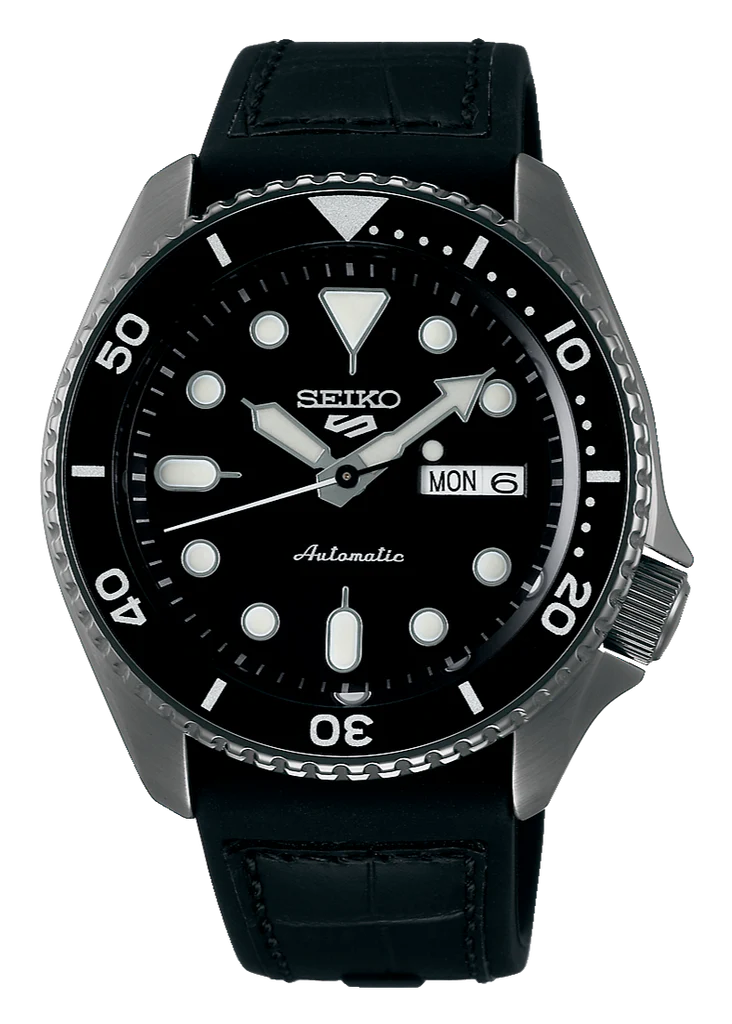 Seiko 5 Sports SRPD65K3 Automatic Black Dial Silicone Strap Men’s Watch - Luxverse