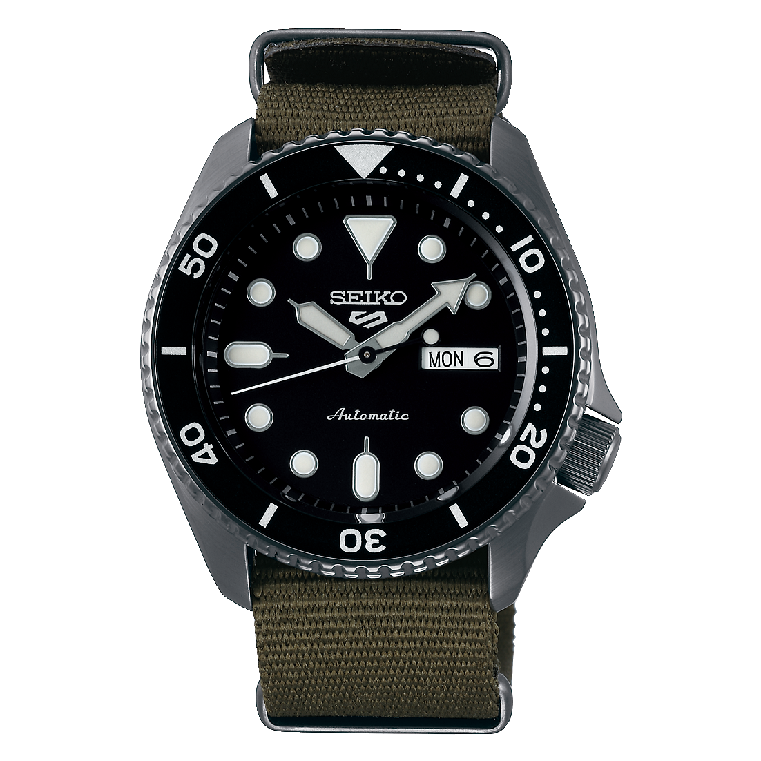 Seiko 5 Sports SRPD65K4 Automatic Black Dial Nylon Strap Men’s Watch - Luxverse
