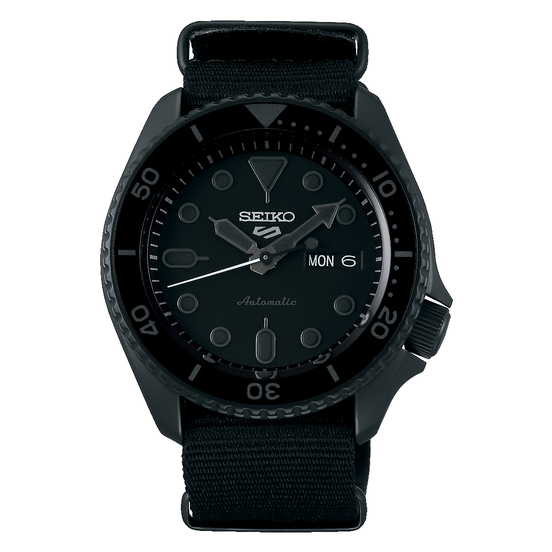Seiko 5 Sports SRPD79K1 Automatic Black Dial Nylon Strap Men’s Watch - Luxverse