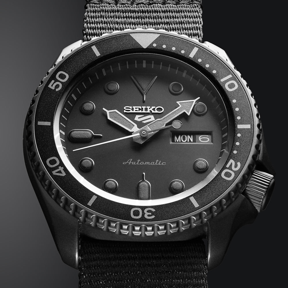 Seiko 5 Sports SRPD79K1 Automatic Black Dial Nylon Strap Men’s Watch - Luxverse