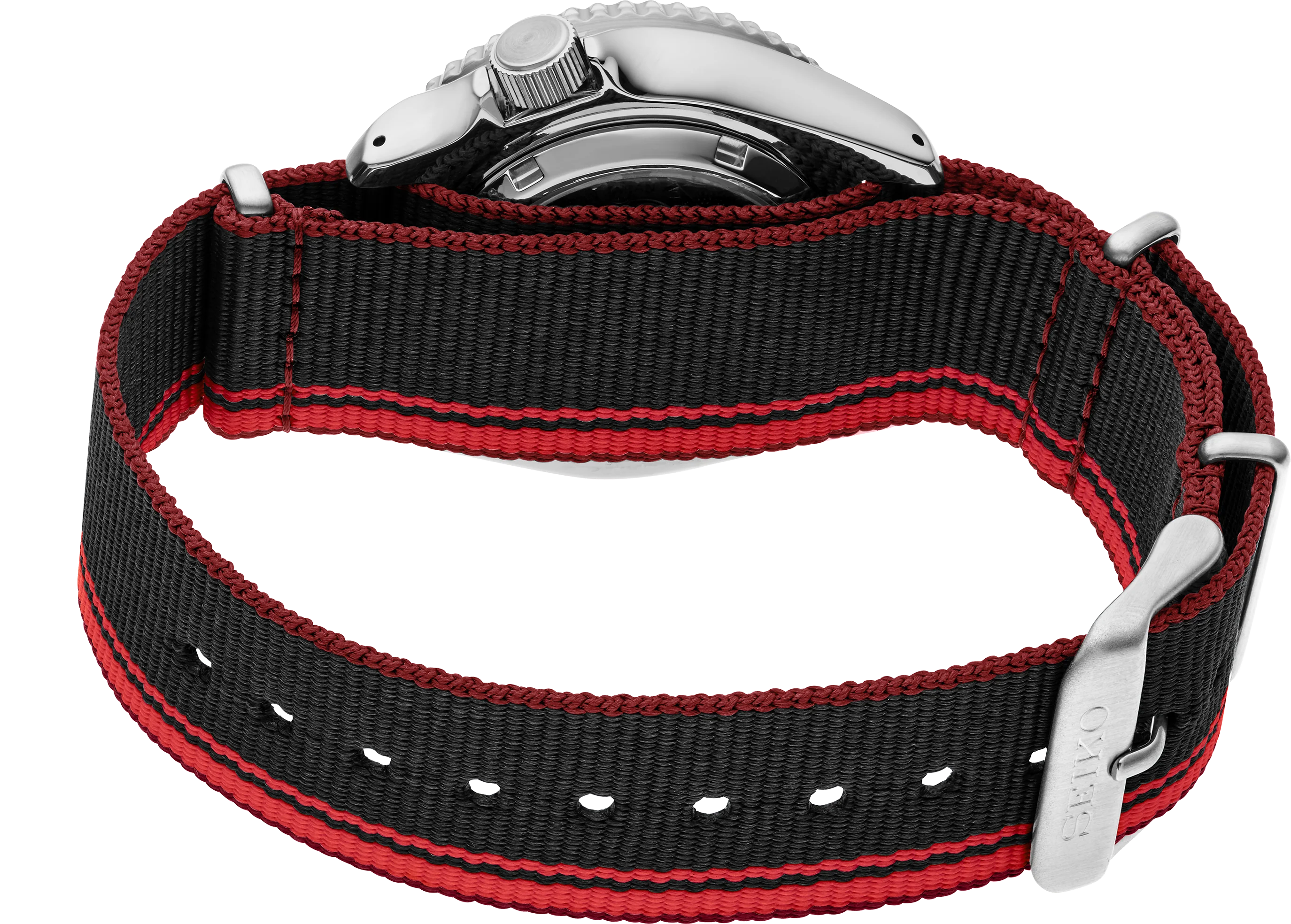 Seiko 5 Sports SRPK71 Automatic Red Dial Black & Red Nylon Strap Men’s Watch - Luxverse