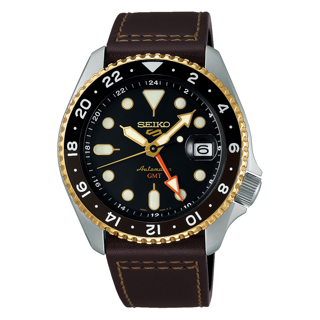 Seiko SSK036K1 Automatic GMT Leather Strap Men’s Watch - Luxverse