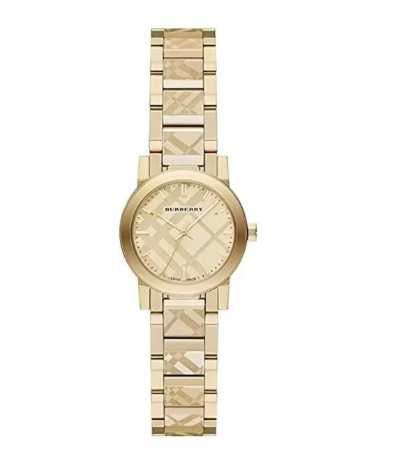 Burberry The City Engraved Check Gold Dial BU9234 – Women’s Watch - Luxverse