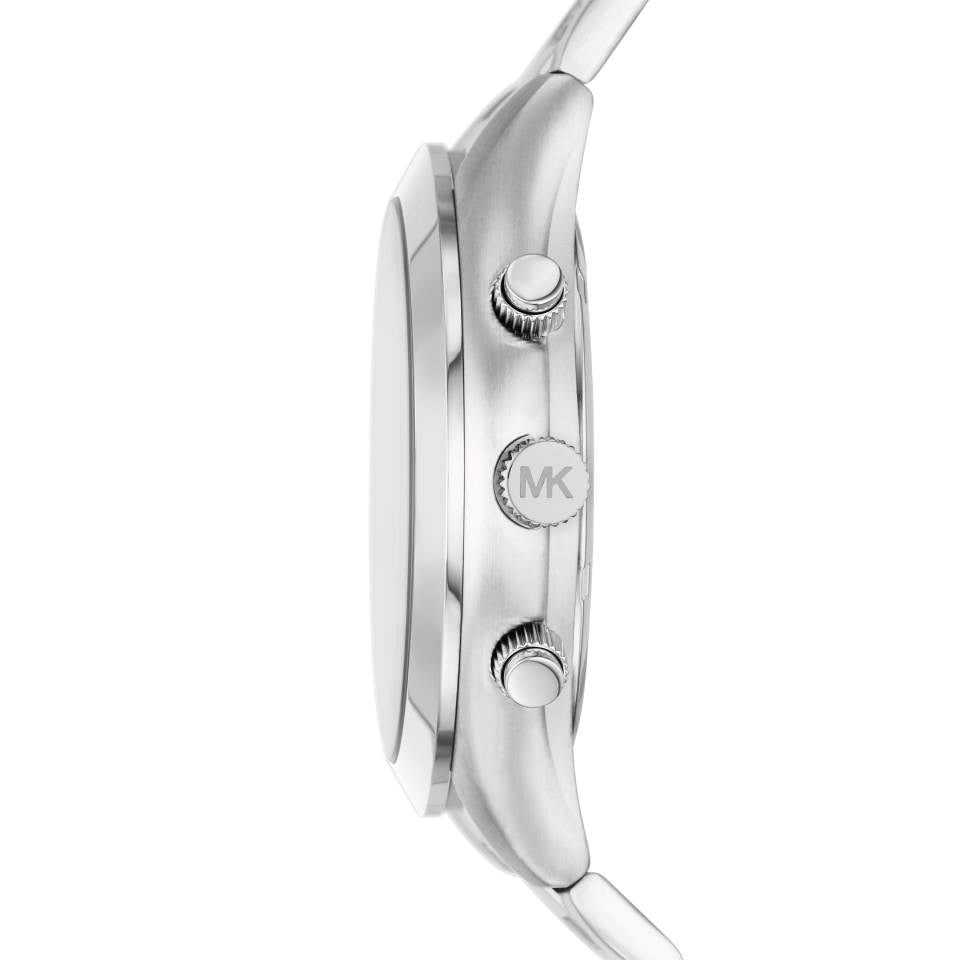 Side profile of Michael Kors Slim Runway MK8917 silver stainless steel men's watch