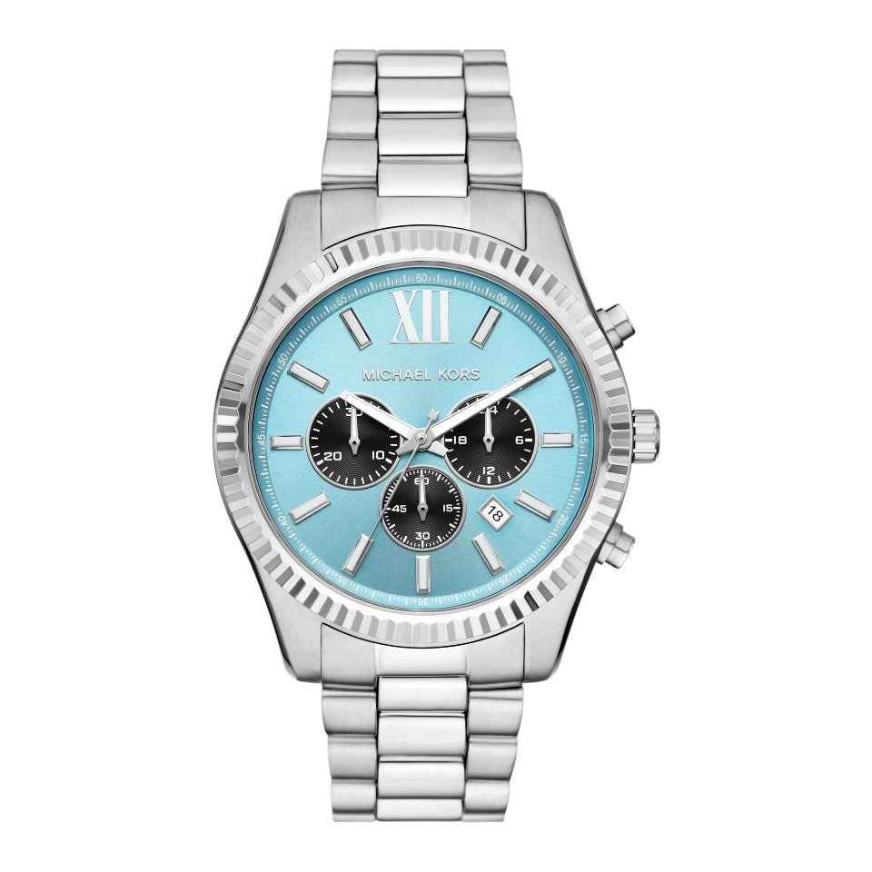 Michael Kors Lexington MK9165 Men's Blue Dial Silver Stainless Steel Chronograph Watch
