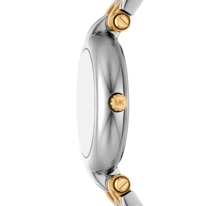 Michael Kors MK4895 white dial silver and gold bracelet watch