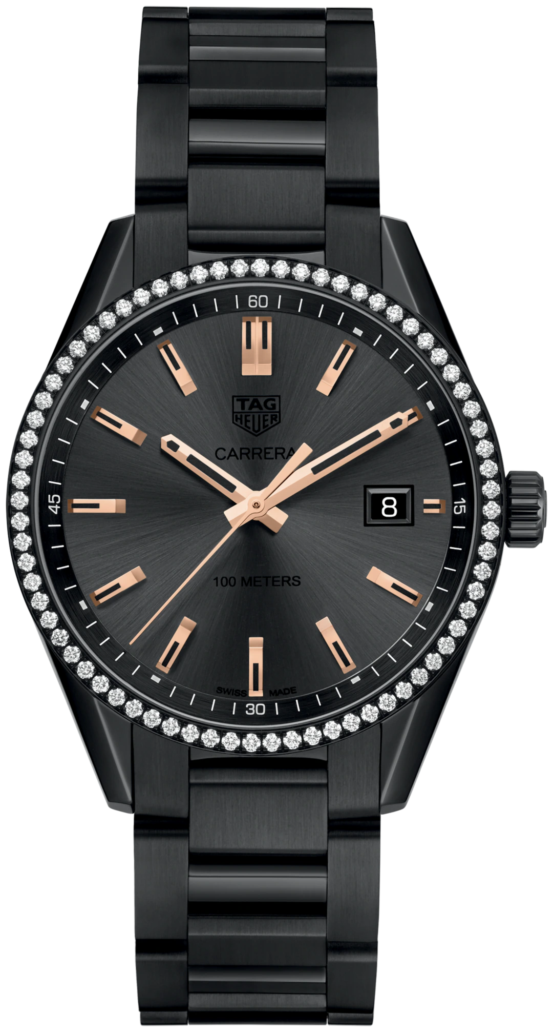 TAG Heuer WAR1115.BA0602 Carrera Lady 39mm Black Titanium Diamonds - Luxverse