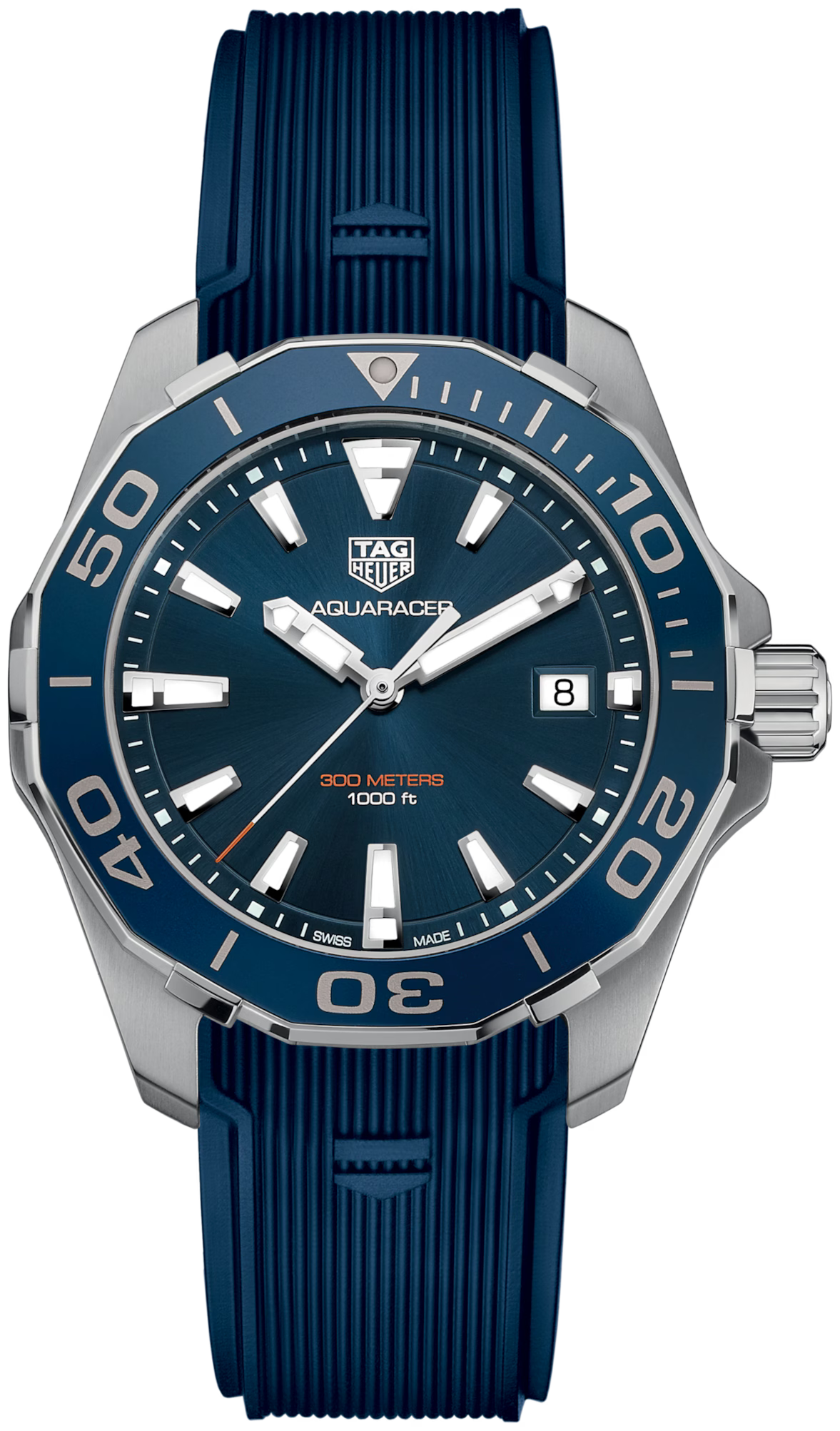 TAG Heuer WAY111C.FT6155 Aquaracer 300M 41MM Blue Dial Rubber Strap Men's Watch - Luxverse