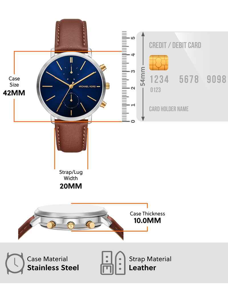 Michael Kors Blake Men's Blue Chronograph Leather Watch 42mm