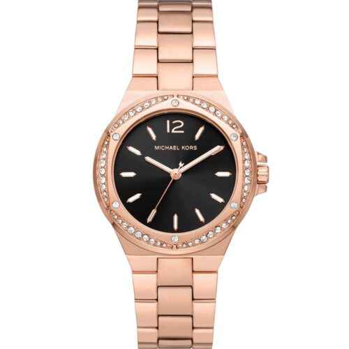 Michael Kors Lennox MK7233 Women's Black Dial Rose Gold Stainless Steel Watch