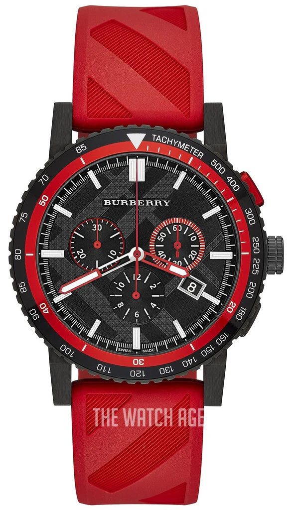 Burberry The City Chronograph Black Dial Red Rubber BU9805 – Men’s Watch - Luxverse