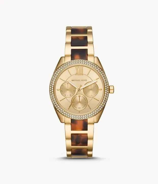 Michael Kors Janelle MK7133 Women's Gold Dial Two-Tone Acetate & Stainless Steel Multifunction Watch