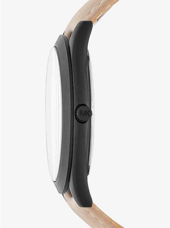 Michael Kors Slim Runway MK8510 Men's Black Dial Beige Leather Strap Watch