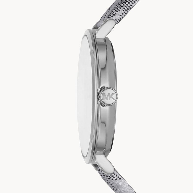 Side profile of Michael Kors Addyson MK2951 silver-tone women's watch