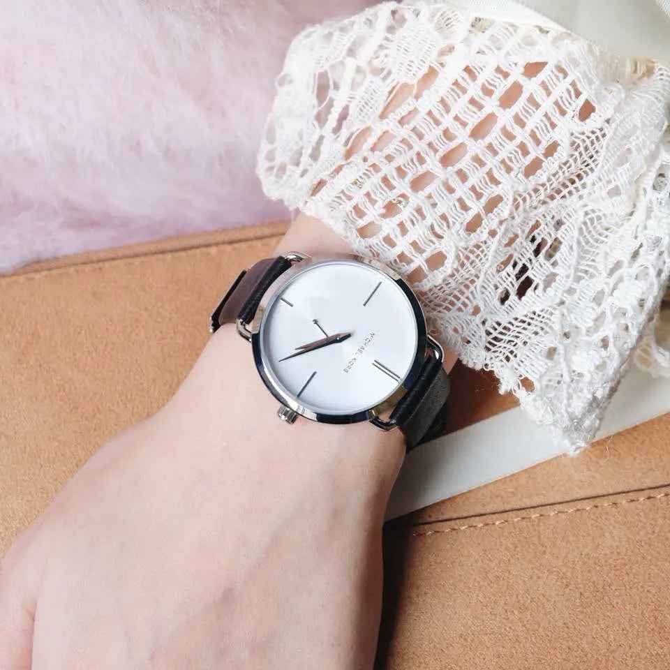 Michael Kors MK2658 Women's White Dial Black Leather Watch