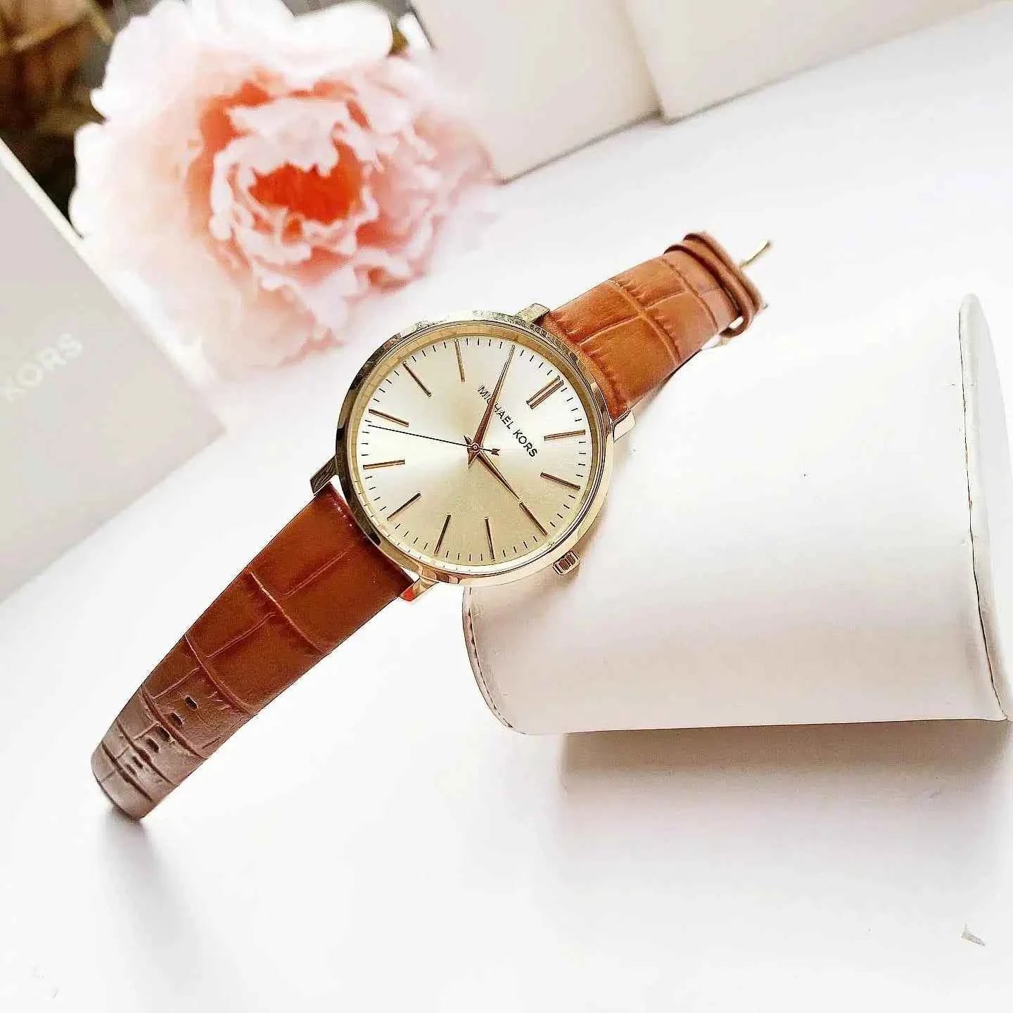 Michael Kors Jaryn MK2496 Women's Gold Dial Brown Leather Watch