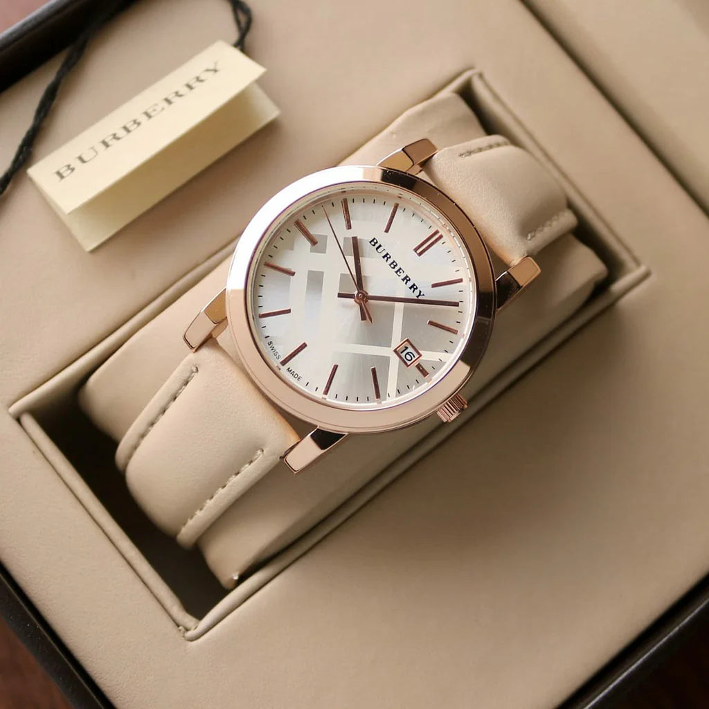 Burberry The City White Dial White Leather Strap BU9108 – Women’s Watch - Luxverse