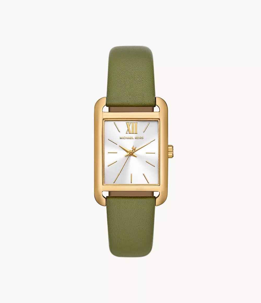 Michael Kors Monroe MKO1028 Women's White Dial Green Leather Watch