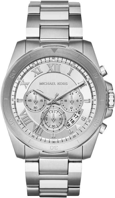 Michael Kors Brecken MK8562 Men's Silver Dial Stainless Steel Chronograph Watch