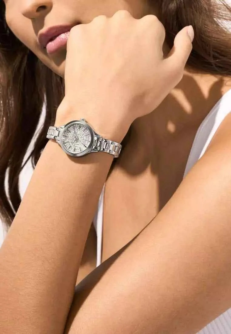 Michael Kors Aspyn MKO1088 Women's Silver Stainless Steel Pavé Watch 28mm