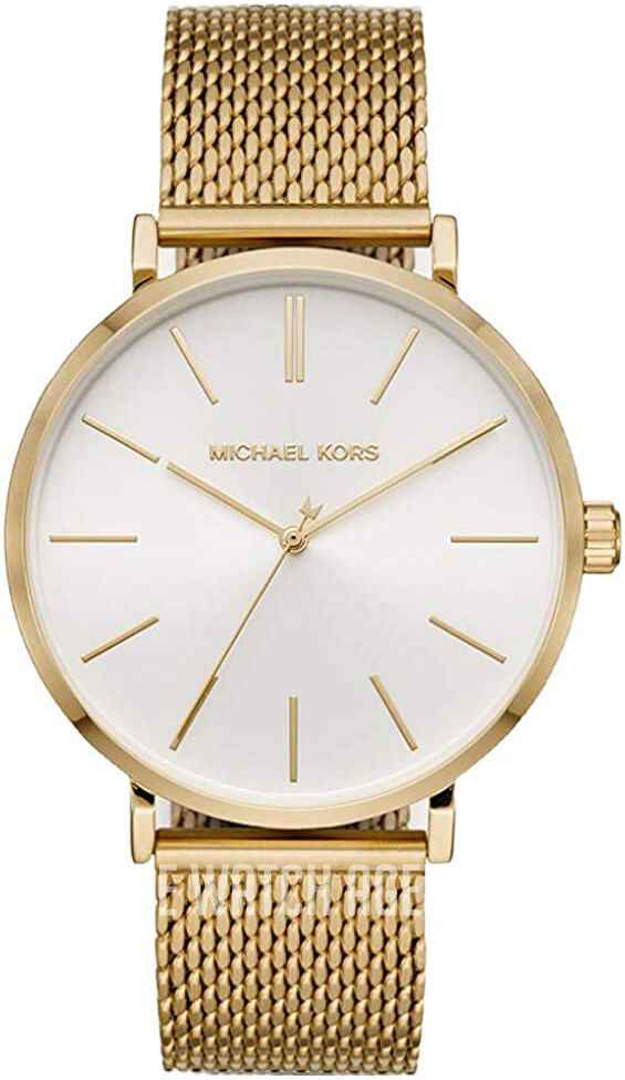 Michael Kors Auden MK7150 Women's White Dial Gold Mesh Strap Watch