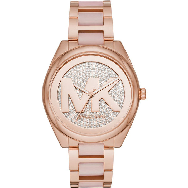 Michael Kors Janelle MK7089 women's rose gold dial rose gold stainless steel watch front view